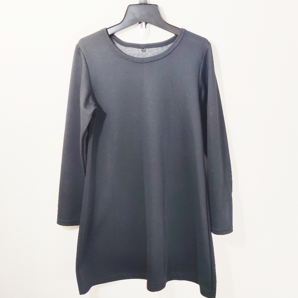 Black long tunic sweater dress
